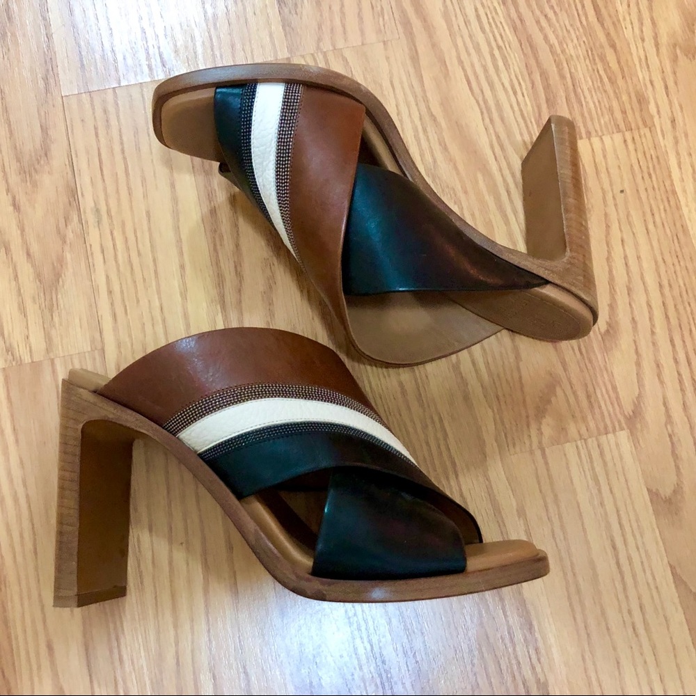 Brunello Cucinelli Bi-color Block Heels 37.5 - Picture 4 of 6